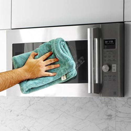 Image of SOFTSPUN Microfiber Cloth for Home - 1600 GSM, 40x60 cms, 1 Pcs, Aqua Blue Twisted Loop Super Absorbent Towel -Highly Absorbent Lint and Streak Free Multi Purpose Wash Cloth for Kitchen.