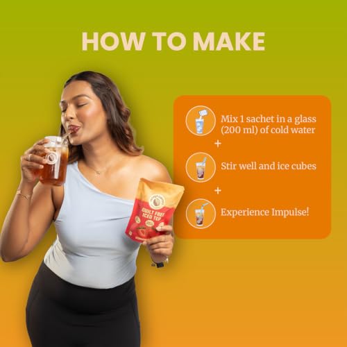 Image of Impulse Coffees Guilt Free Iced | Iced Tea Powder Drink Mix | Zero Refined Sugar, Low Calorie, Pineapple Flavour | 20g x 5 Sachets (100g)