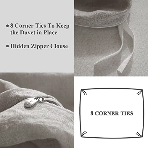 Ivellow Linen Duvet Cover Set 100% Washed French Flax Pure Linen Duvet Covers California King Soft Natural Breathable Durable Cooling Duvet Cover California King 3 Pcs Linen Bedding Set #TOP3
