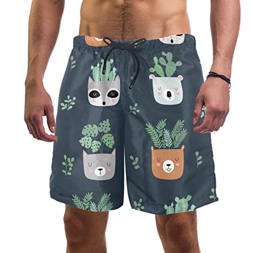 JDEZ Maillots de Bain pour Hommes Cactus : vêtement de plage confortable contre l'humidité