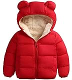 ARTMINE Baby Boys Girls Winter Hoodie Jacket, Packable Lighweight Hooded Puffer Padded Down Alternative Coat Outwear for Infants, Toddlers & Baby, Red, 4 Years(4T) = Tag 120