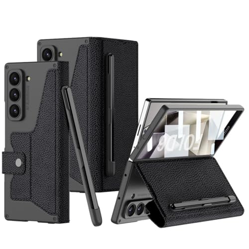 Étui Samsung Z Fold 6 mince rabat cuir et porte-stylo amovible