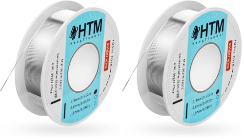 Image of HengTianMei 63 /37 Rosin Core Tin Lead Solder Wire For Electrical Soldering(0.3mm /50g) (Pack of 2)