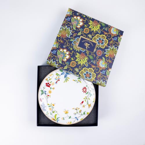Image of GOLDEN QUEEN'S Handcrafted Dinner Plates: Set of 2 | Perfect for Hosting and Daily Meals | Microwave Safe Plates | 11 inch | Serves 2 - Summer Florals Dinner Plates