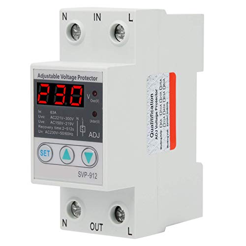 Image of Voltage Protector Adjustable Under Over Voltage Protection, Voltage Output Stabilizer for Home Office Appliance, Protector Current Stabilizer Voltmeter for House Protection(63A)