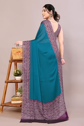 Image of MIRCHI FASHION Saree for Woman Chiffon Madhubani Print | Breathable Comfortable Printed Saree for Office and Regular Use (Available in 15 Designs)