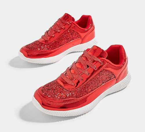 Image of BELOS Women's Glitter Shoes Sparkly Lightweight Metallic Sequins Tennis Shoes Casual Retro Braided Walking Shoes