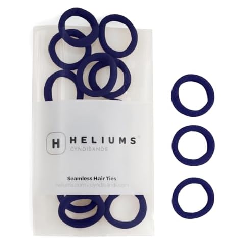 Heliums Small Hair Ties No Damage - Navy Blue - 1 Inch Mini Soft Seamless Ponytail Holders for Kids, Braids and Thin Hair - 30 Count Cover