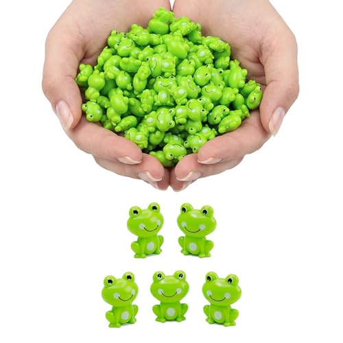 lionwell 100 Pack Mini Green Plastic Frogs, Small Tiny Figurines