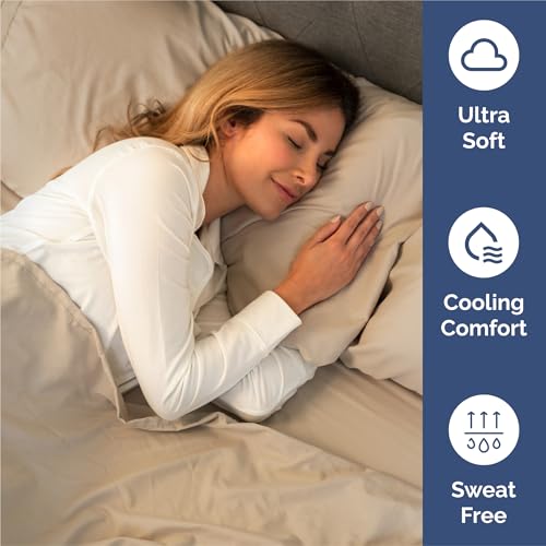 Image of King 6 Piece Bed Sheet Set - Comfy, Breathable & Cooling Sheets - Cream | Ultra Soft Hotel Luxury Bedding Set w / 8-16 Inch Deep Pockets - 1 Flat & 1 Fitted Sheet & 4 Pillowcases - Wrinkle & Fade Free
