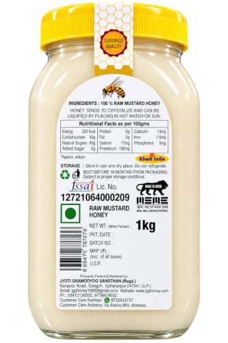 Image of JGS 100% Natural Mustard Raw Honey 1KG | Pure Honey | Raw Unprocessed