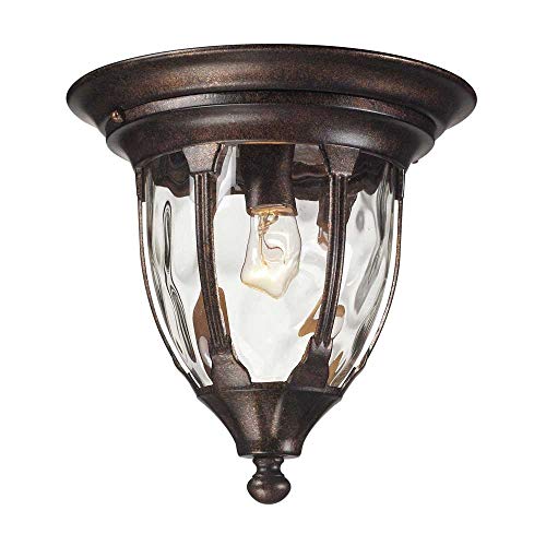 Elk 45004/1 Glendale 1-Light Outdoor Flush Mount with Water Glass Shade, 11 by 11-Inch, Regal Bronze Finish