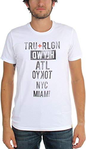 T-shirt True Religion Visite Lettres pour homme en taille M blanc