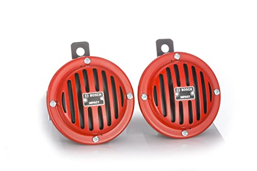 Image of Bosch FC4 Disc Horns Horn Red Colour 12 V Set of 2 For Car, LCV,3-Wheeler,Bike