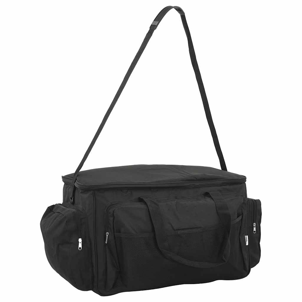 Angeltasche Wasserdicht 57 x 35 x 34 cm aus 600D Oxford-Gewebe Angelkoffer mit Tragegurt und Trennwand für Angelausrüstung Schwarz