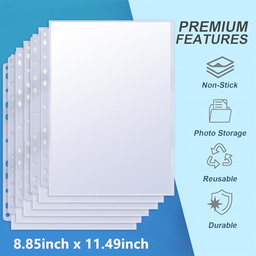 100 Pack 8x10 Photo Sleeves for 3 Ring Binder - Holds 200 Photos, Archival Safe, Acid-Free, Clear Plastic Page Protectors for Photo Albums, Postcards, Pictures by superaimi - Used condition - Image 6