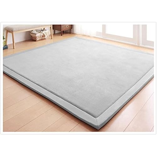 Loartee Thick Coral Velvet Rug - Area Rugs(4'11"x4'11", Gray) for Play Mat Yoga Mat Exercise Pads Carpet