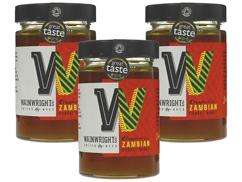 Wainwright's Organic Forest Honey (Clear) 380g – Fairtrade Wild Bee Honey from Zambia | Cold-Pressed, High Pollen & Unprocessed | (Pack of 3) from SuperfoodUK