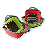 Mikinona Faltbarer Und Gemüsewaschkorb Multifunktionales Kunststoffsieb Mit Ergonomischem Griff Für Spülbecken Und Abtropfen Zufällige Farben Platzsparendes Küchensieb