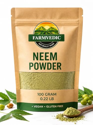 FARMVEDIC Pure Neem Leaves Powder || No Added Preservatives or Additives || Azadirachta Indica || 3.52 Oz/100 Gram