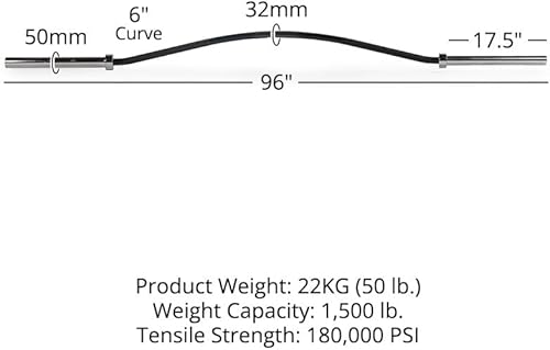 Miniatura 2 de Titan Fitness Barra eléctrica Yukon de óxido negro, barra olímpica de 96 pulgadas con curvatura de 6 pulgadas para mayor comodidad durante