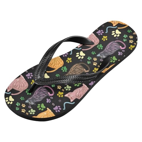 Burbuja Cats with Paw Prints Flip Flops for Women Men, Soft Thong Sandals Rubber Slippers for Pool Beach Essentials2