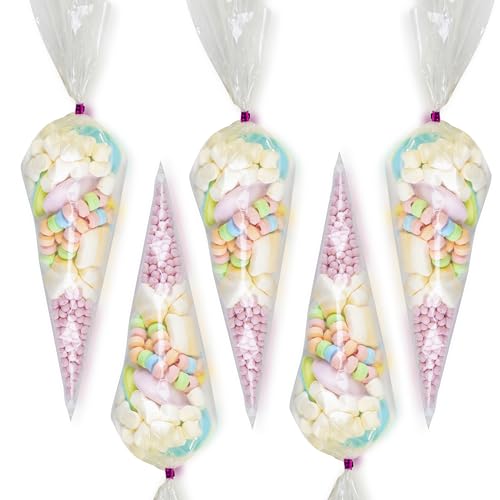 Pre-Filled Childrens Birthday Party Sweet Cones - Choose From Pink or Blue Exclusive To Burmonts (10 Pack Pink)
