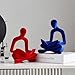FJSPERM Red Reading Statue Decor, Modern Abstract Thinker Sculptures Decorations for Living Room, Flocked Figurine for Dining Room Office TV Stand Shelf Coffee Table Decoration, Gifts for Women