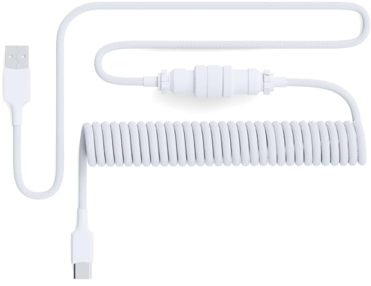 PWNAGE Ultra Custom Coiled Aviator USB C Cable for Gaming Keyboard, Double-Sleeved Mechanical Keyboard Cable with Detachable Metal Aviator, 1.8M USB-A