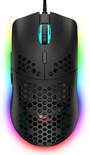 ZIYOULANG Wired Gaming Mouse, 69G Honeycomb Shell Lightweight Mouse with 6400 DPI, 6 Button Programmable USB Gaming Mice, for PC Gamers and Xbox and PS4 Users-White