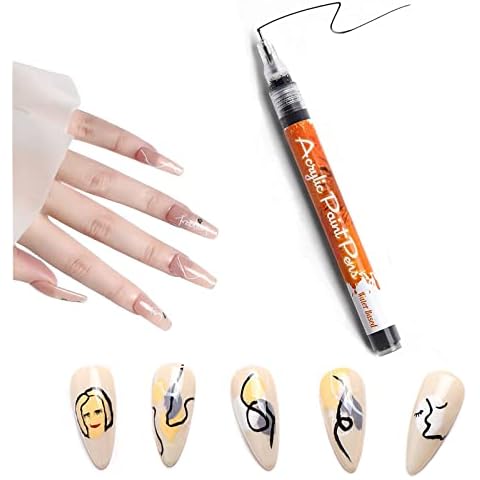Nail Art Painting Pen Quick Dry Acrylic Paint Graffiti Pen 1mm Tip DIY Nail Beauty Tool Nail Art DIY Design Drawing Painting Abstract Lines Art Nail (Black) Cover