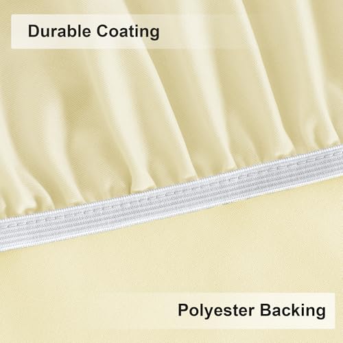 Obstal Fitted Round Table Cloth, Reversible Waterproof Stain Resistant Elastic Stretch Tablecloth, Wipe Clean Table Cover for Outdoor/Indoor Use, Fits Round Tables up to 48" - 56" Diameter, Cream by Obstal - Image 5
