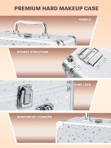 image for Qislee Makeup Box with A Detachable Lighted Mirror, Waterproof Travel 