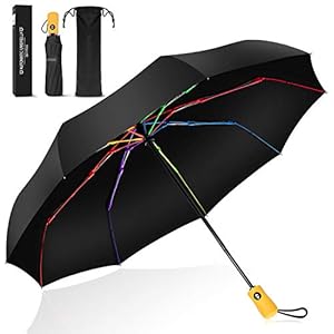 Windproof Travel Folding Umbrella Automatic, BESTKEE Large Rain Folding Compact Umbrella Portable Fast Drying with Auto…