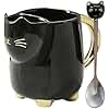 Yuwu 17oz Cat Mug with Tea Bag Holder & Spoon – Cute Ceramic kitty Coffee Cup Gift for Cat Lovers, Women, Girls – Tea Mug for Birthday, Christmas, Valentine’s Day(black)