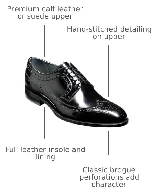 Image of BARKER Woodbridge Men's Oxford Brogue Shoes - Handmade Dress Shoes for Business, Formal & Professional Wear