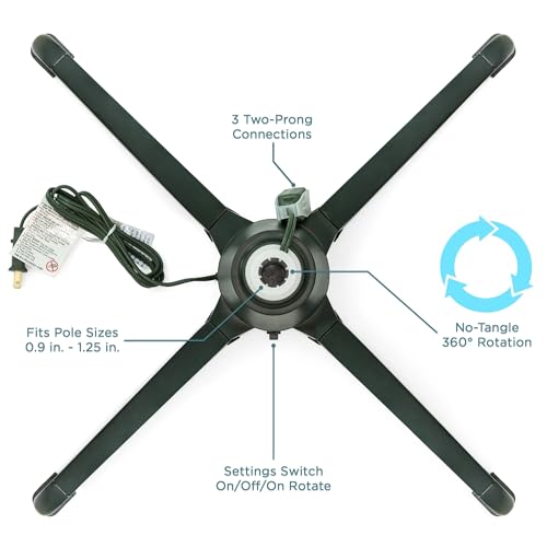 Soporte giratorio para árbol de Navidad, base giratoria de 360 grados para árboles artificiales de hasta 7.5 pies, se adapta a postes de 0.9 a 1.25 pulgadas, ajuste universal para la mayoría de