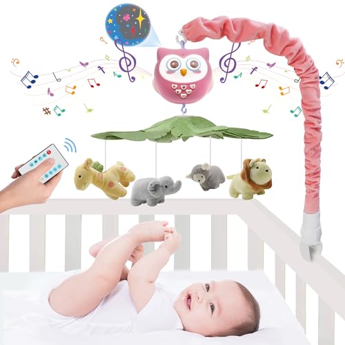 YUNGCHI Baby Crib Mobile with Music and Lights for Boys Musical Mobile Safari Animals for Girl Crib...