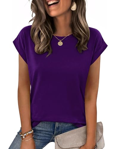 Image of Zeagoo Womens Tops Summer Casual Cap Sleeve Tshirts Shirts Business Dressy Spring Fashion Outfits Trendy Clothes