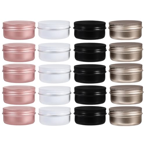 TOVINANNA Aluminium Cosmetic Tins 2.24 Inch Round Small Metal Storage Boxes 20 Pack for Lip Balm Creams Candles Diy Paste Containers Travel and Home Organization