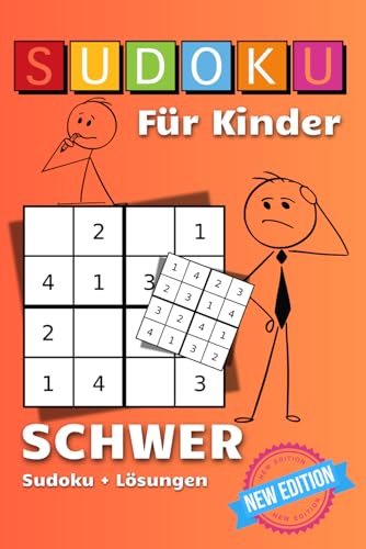 SUDOKU FÜR KINDER | SCHWIERIGKEITSGRAD: SCHWER: Alter 5-9 Jahre | 100 Sudoku-Rätsel mit Lösungen für die Kleinsten | 4x4 Gitter, Große Schrift