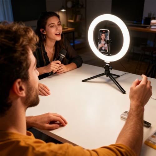 Lámpara de aro USB con luz solar blanca cálida modificable Decimeter 6