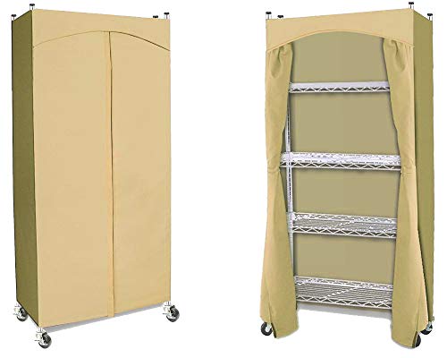 ClarUSA Portable 5 Shelf Storage Closet (60-62.5Hx30Wx14D} w/Premium Cotton Canvas Cover (Khaki)
