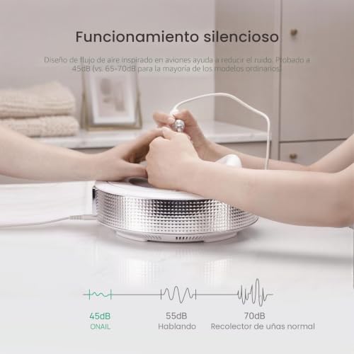 Vista 4 de ONAIL — Colector de Polvo Profesional para Uñas, Aspiradora al Vacío para Uñas de Gel y Acrílico, Filtro Reutilizable + 30 Filtros Desechables