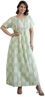 Daevish New Pure Cotton Floral Free Size Nighty for Women's | Night Gown | Nighty | Nightdress | Maxi | Sleepwear | Jaipur... Price In India