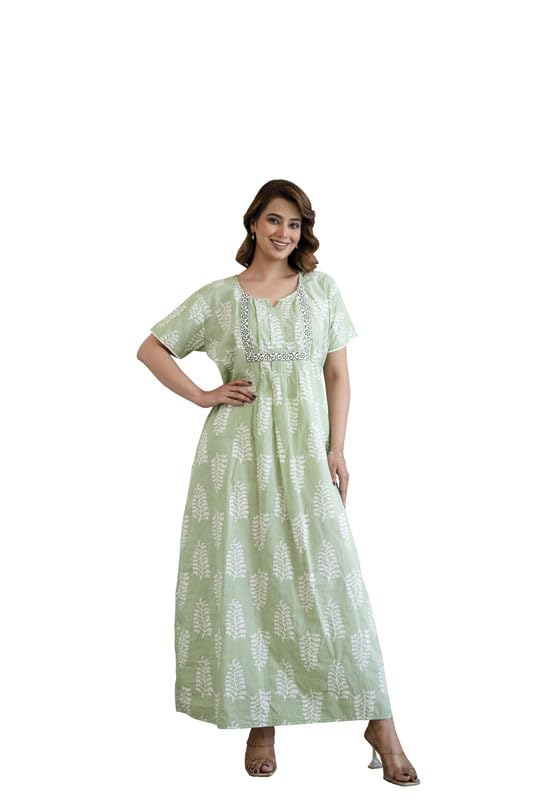 Daevish New Pure Cotton Floral Free Size Nighty for Women's | Night Gown | Nighty | Nightdress | Maxi | Sleepwear | Jaipur... - Review, Price and Buying Guide