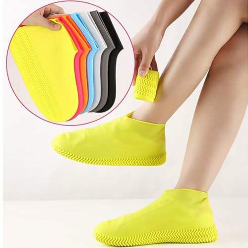 Schuhüberzieher Wasserdicht, Silikon Regenschutz Schuhe Schuhüberzieher, Überschuhe Regenüberzieher Schuhe Wiederverwendbare Anti-Rutsch Schuhüberzieher für Regen, Schlammige Straßen (Schwarz, M)