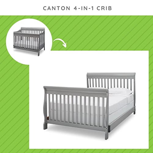 Image of Full-Size Conversion Kit Bed Rails Compatible with Canton Deluxe Convertible Crib by Delta Children - Solid Wood Rail #0050 - Toddler & Adult Bed Rail for Full-Size - Nursery Furniture (Grey - 026)