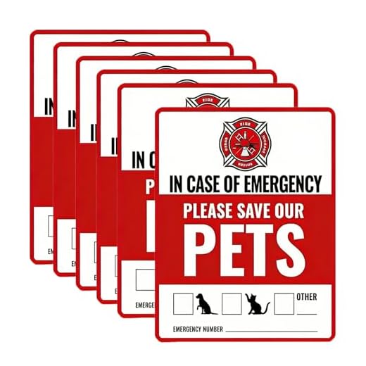 Emergency Pet Alert Stickers 6-Pack, UV Waterproof Dogs Safety Rescue Signs for Fire Emergencies, High Visibility Easy-to-Apply Window Decals for Pet Owners Home Protection