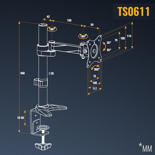 Support écran PC et TV 13 à 32 pouces RICOO TS0611 VESA fixe table - 7